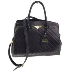 Karl Lagerfeld Handbag Black Quilted Leather Large Sized Bag Handles Strap